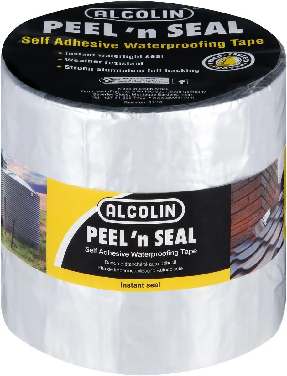 Alcolin Peel 'N Seal - Self-Adhesive Waterproof Flashing Tape - 100mm x 10m