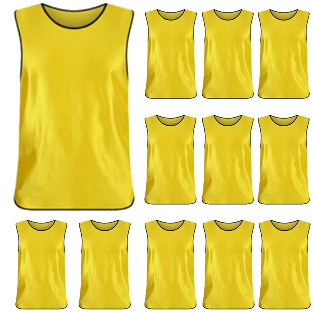 12 Piece Men's Soccer Sports Team Practice Pinnies Scrimmage Vests Bibs - Yellow