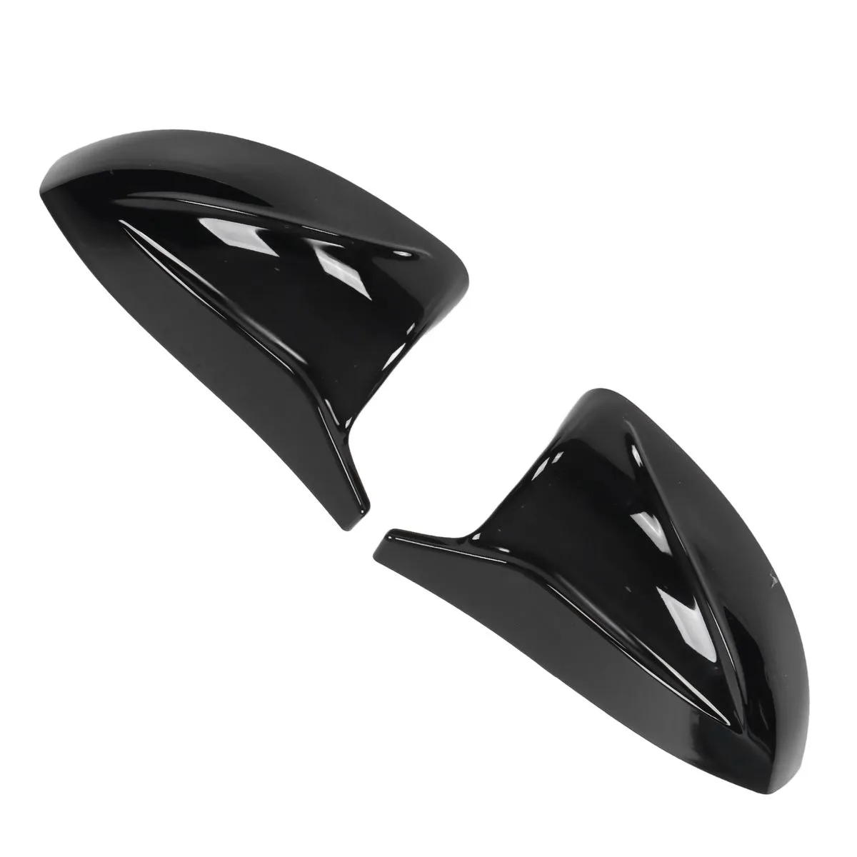 Pair Horned Rearview Mirror Covers Glossy Black A3 8V S3 RS3 2014 - 2020
