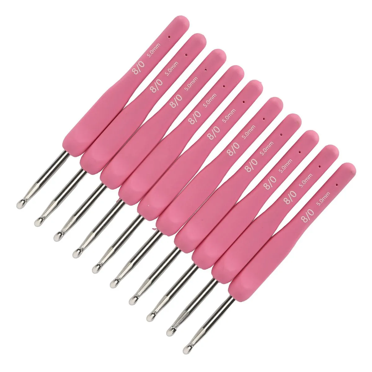 Set of 10 Ergonomic Crochet Hooks 5mm Aluminum