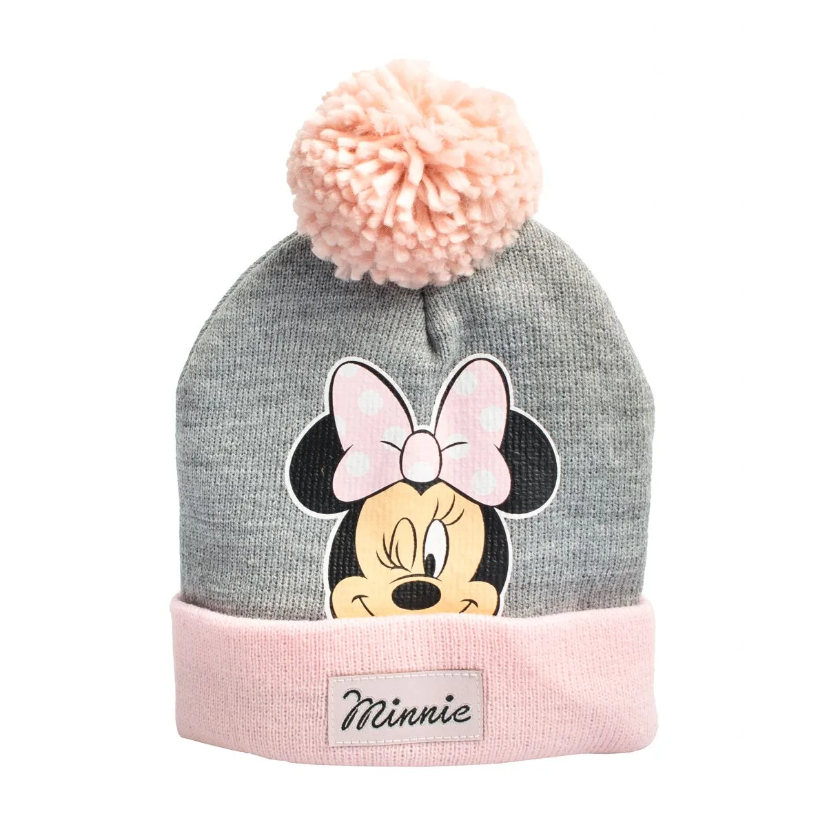 Minnie Mouse By DISNEY Official Licensed Girls Kids Fashion Beanie - Grey/Pink