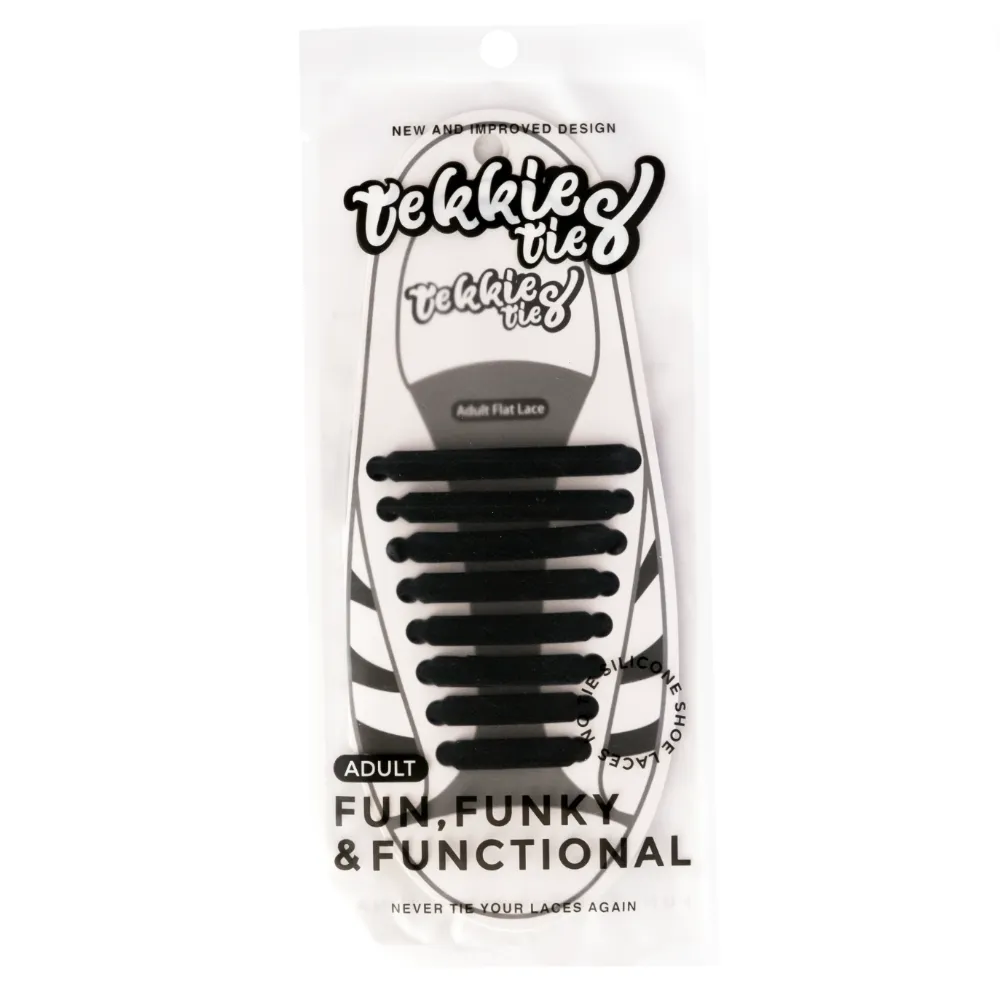 Tekkie Ties No-Tie Silicone Laces for Adults - Black