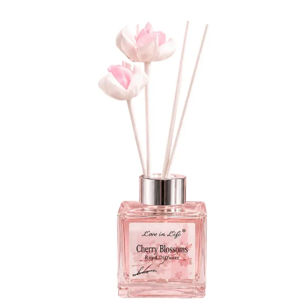 Cherry Blossoms Diffuser Home Fragrance 50ml with Decorative Flower Sticks