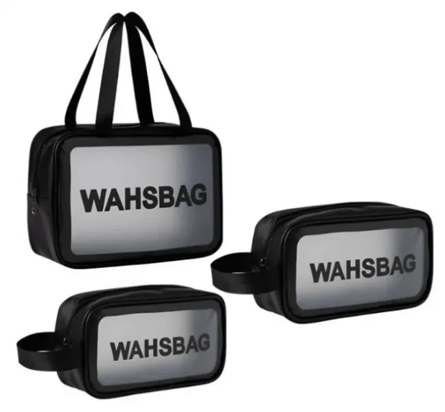 Travel Large Capacity Toiletry Bag Cosmetic Bag 3-Piece Set - Black
