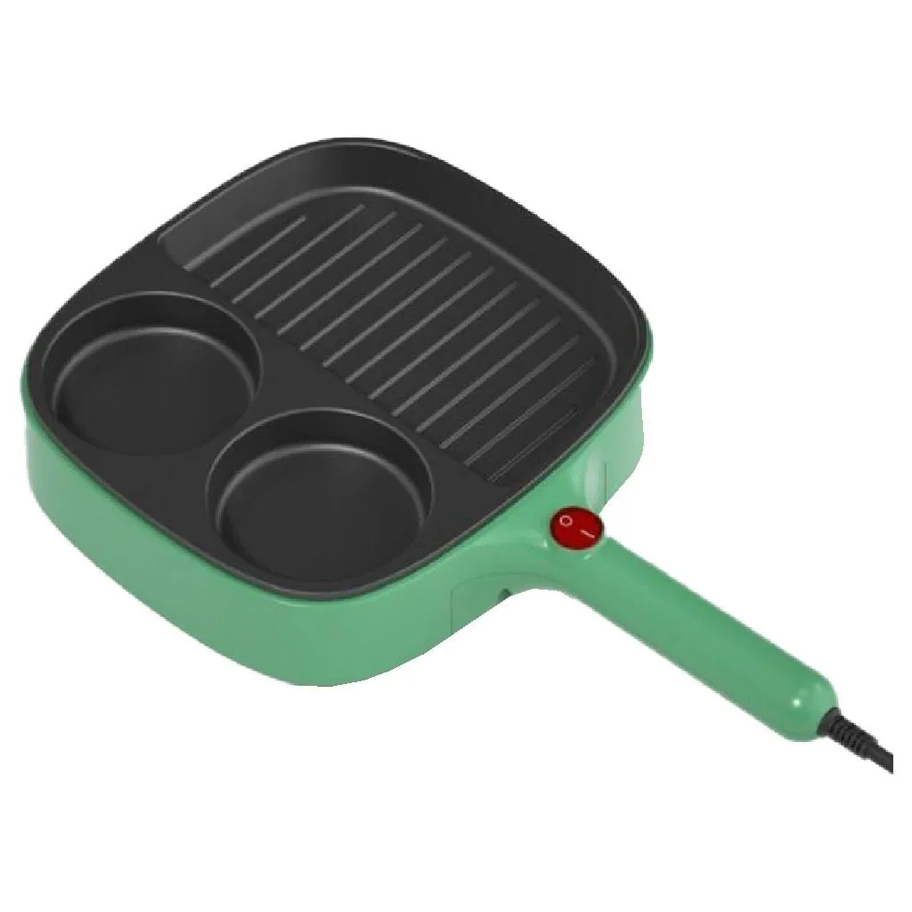 3 in 1 Multi-Functional Non-Stick Smokeless Electric Frying Pan - Green