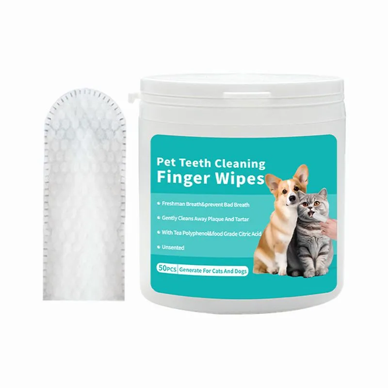 50 Piece Teeth Cleaning Finger Wipes for Dogs & Cats Disposable Wipes