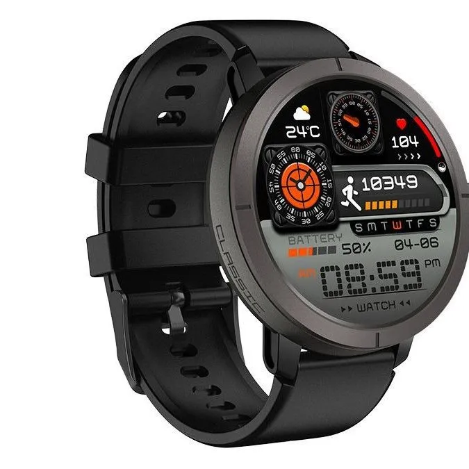 GPS Heart Rate Monitor Smart Watch - 1.32" AMOLED Fitness Tracker - Black