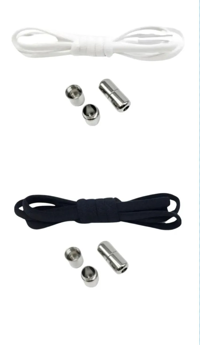 2 Pairs Elastic No Tie Shoelaces Semicircle Shoe Laces Black & White