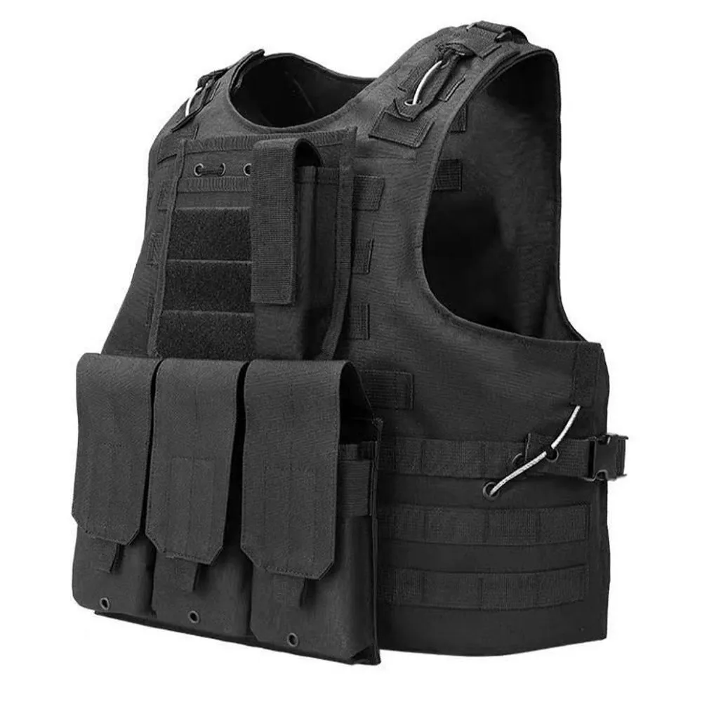 Tactical Plate Vest - Military Grade with Molle Waistcoat and Plate Carrier - Black