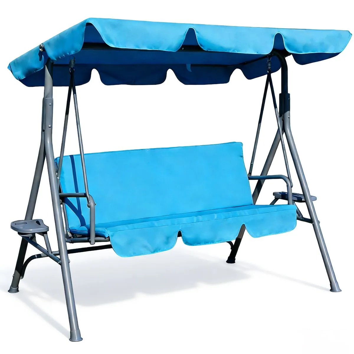 Canopy Swing Chair, Waterproof Outdoor Swing Cushioned Seat with Adjustable - Blue