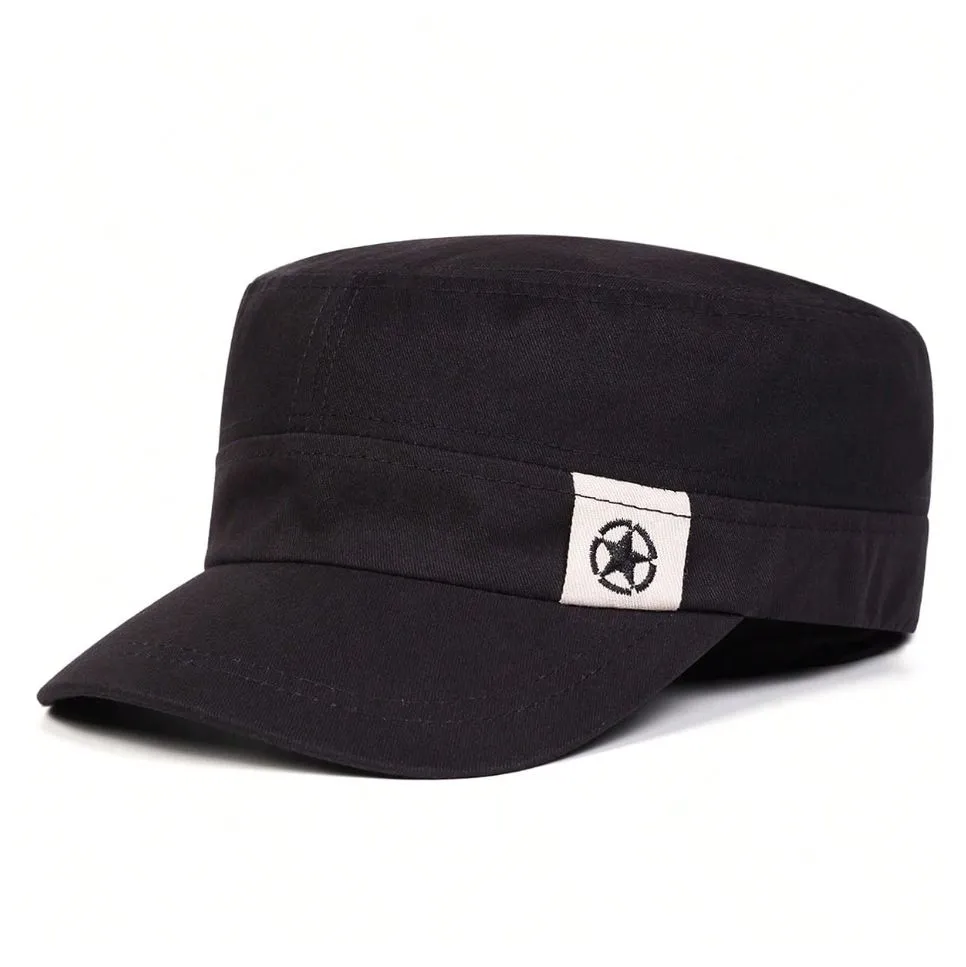 UGABUGA Mens Flat Top Baseball Cap with Black Star - Black