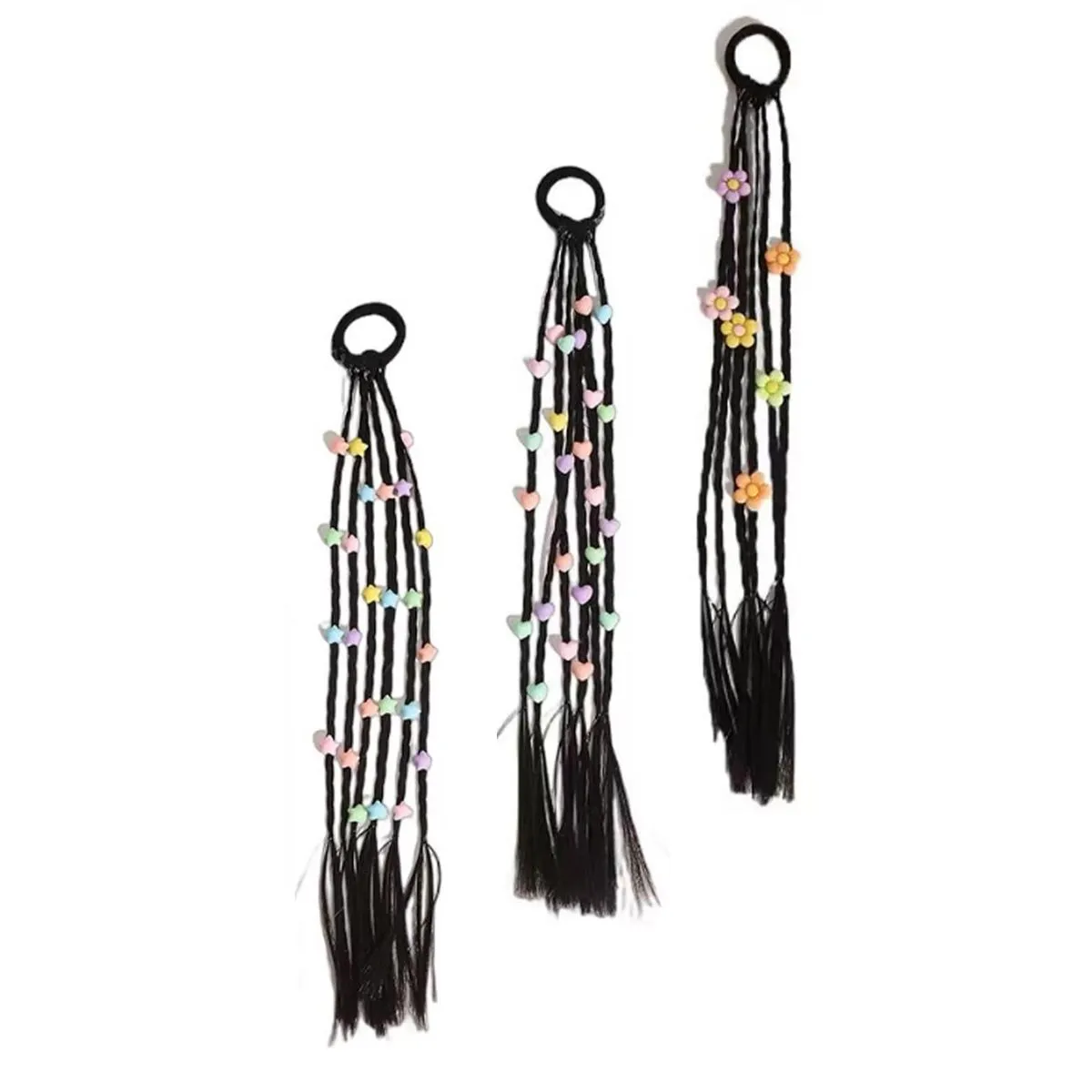 3Piece Braids Ponytail Wigs Extensions Hair Extensions for Little Girls Kids