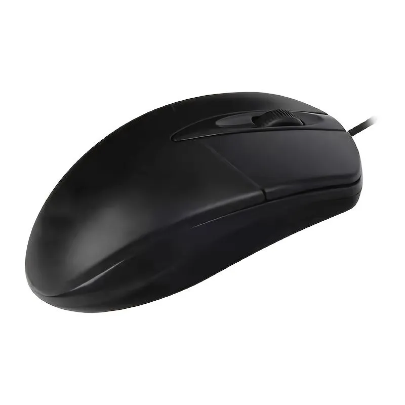 Wired USB optical mouse for laptops and home offices.