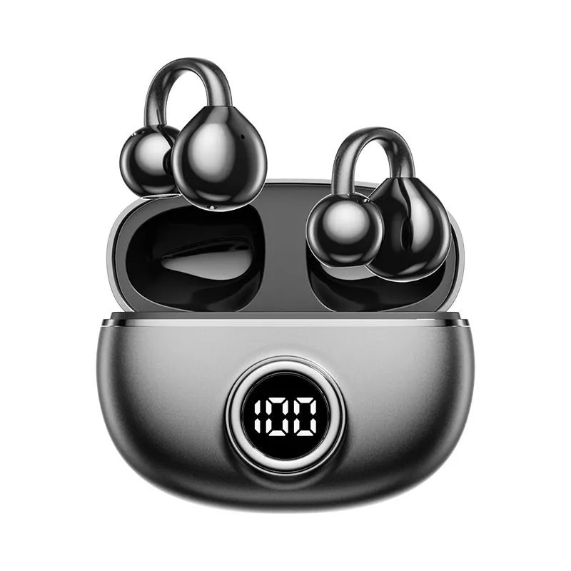 M97 Open Ear Clip-On Bluetooth Headphones, HiFi Stereo Sports Earphones - Black