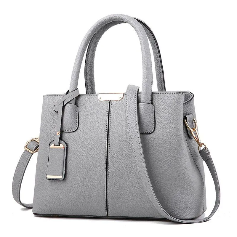 High-Quality Women's Tote Bag Multi-Colors Large Capacity PU Shoulder Bag - Grey