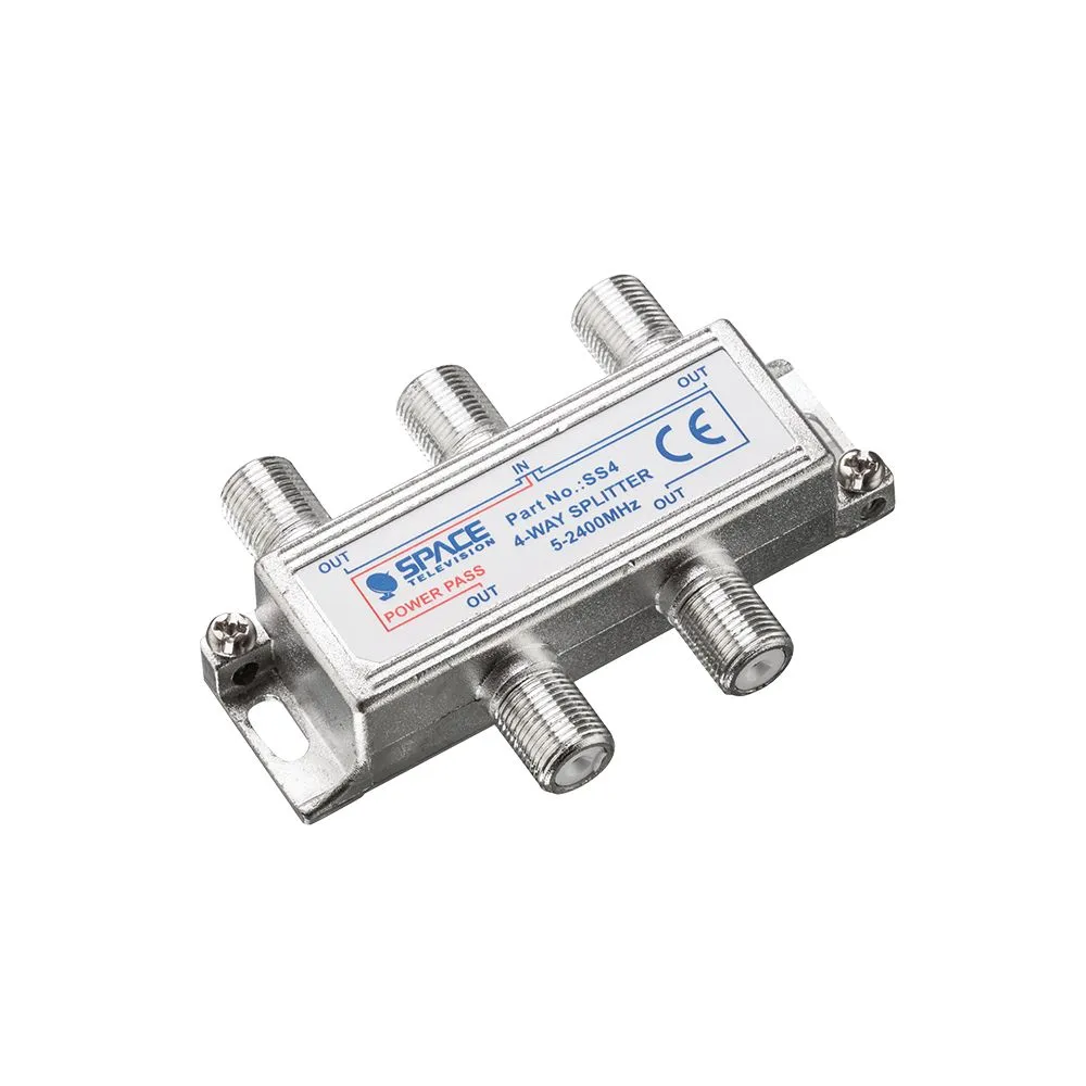 Space TV 4 way F Type TV Signal Splitter for Satellite or Terrestrial