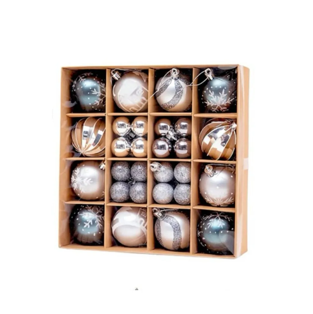 44pcs Christmas Plating Ball Holiday Outdoor Christmas Tree Decorations