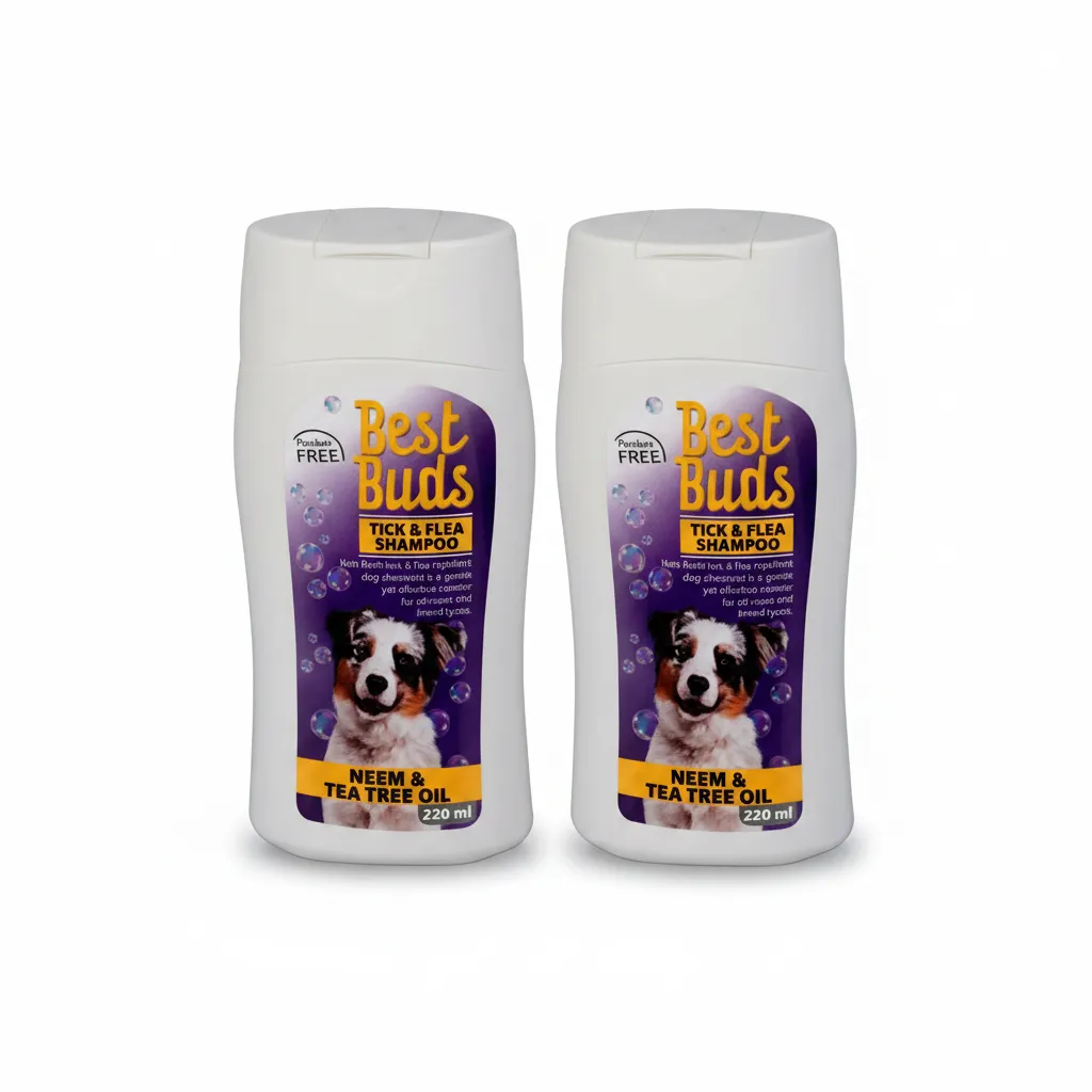 Best Buds Tick & Flea Shampoo for Dogs 220ml - Gentle & Potent - 2 Pack