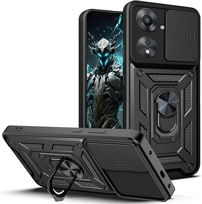 Shockproof Case with Sliding Camera Protection Compatibility With Honor X7c - Black