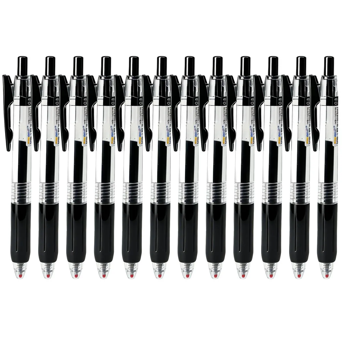 12 Pack Ballpoint Gel Pens Click Retractable 0.5mm Black Ink Smooth Writing