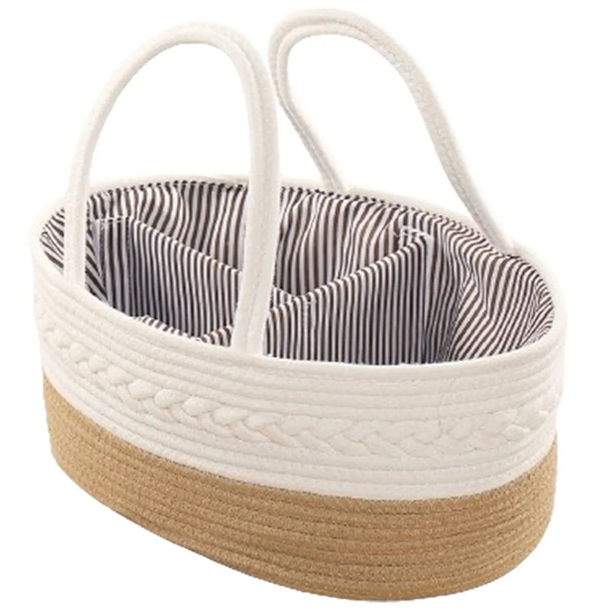 Baby Diaper Caddy Organizer, Stylish Cotton Canvas - Brown