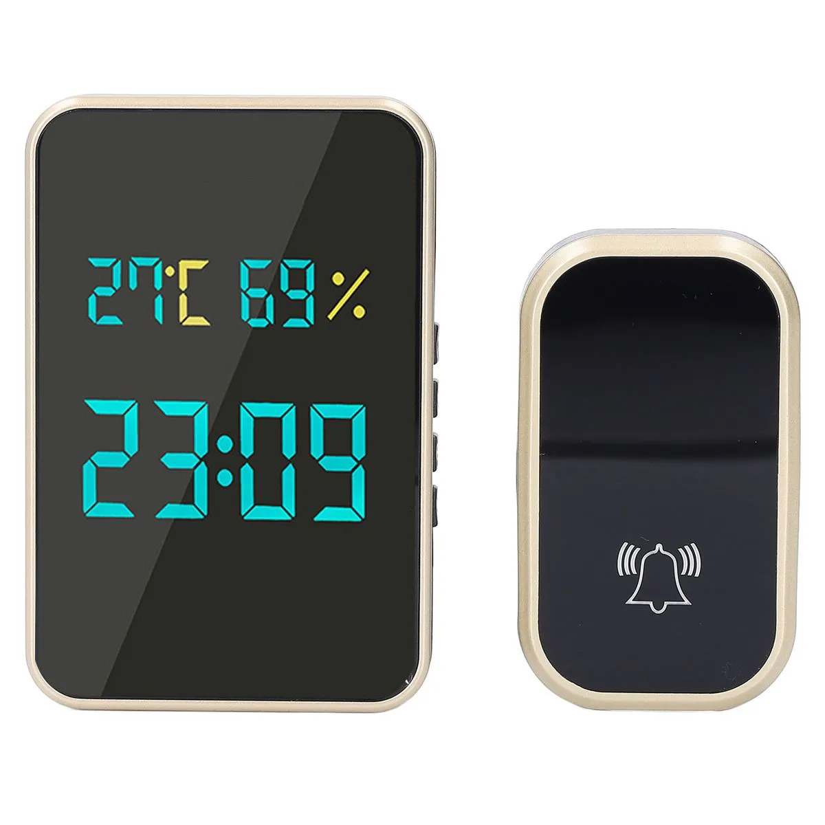 Compatible with EU Doorbell, Self Powered Wireless Chime with Clock