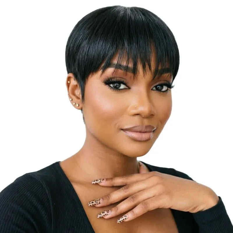Bob Wig Straight Pixie Cut Wig Brazilian Hair Short Wear&Go Bresilienne