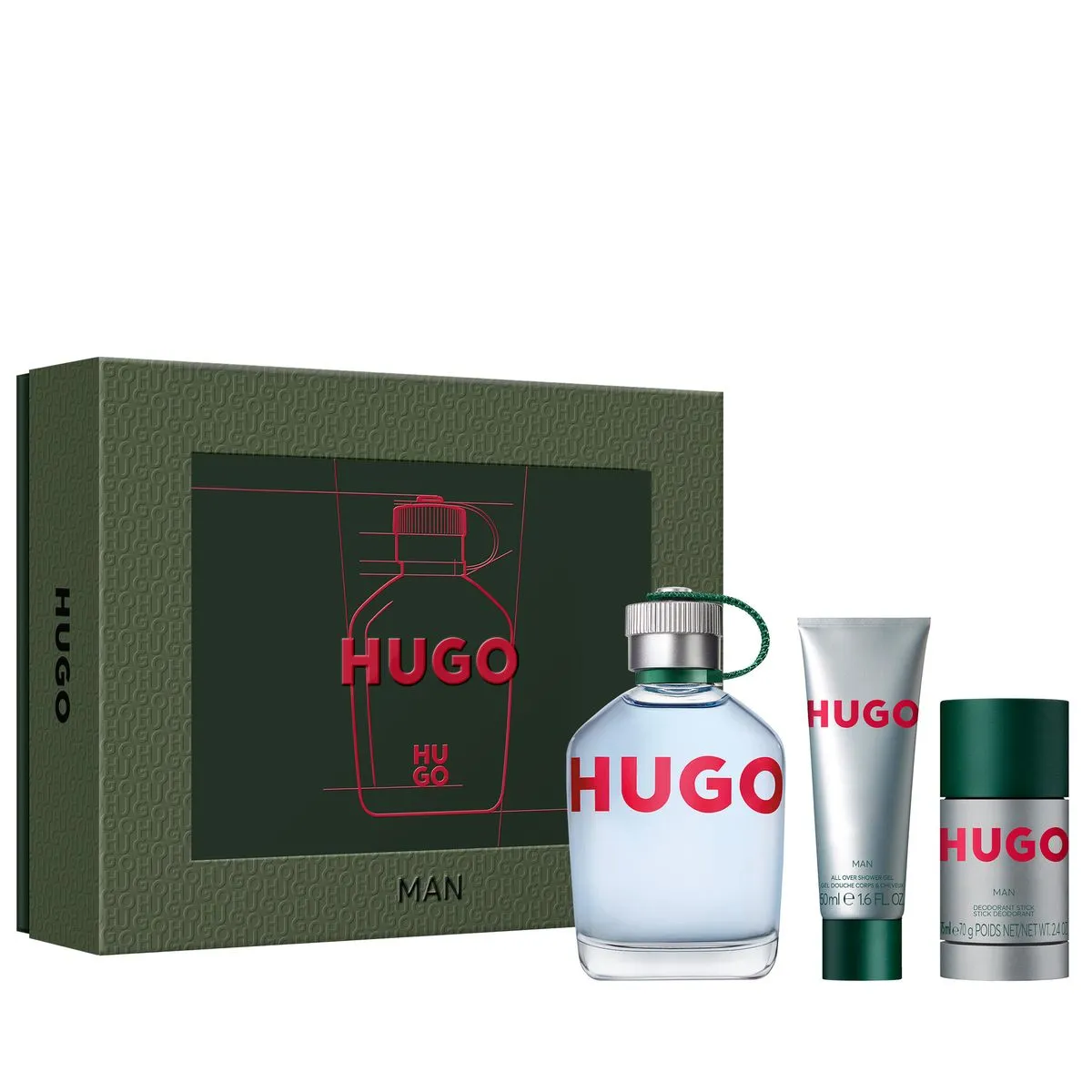 HUGO Man Eau de Toilette for Men Trio Gift Set