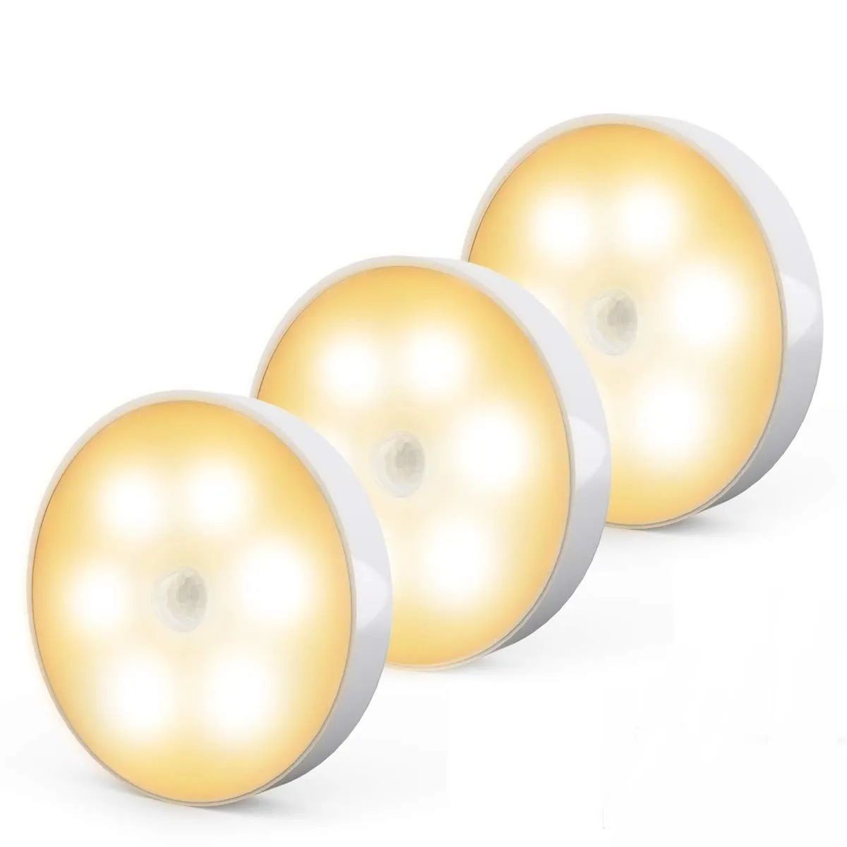 3 Pieces Of Rechargeable Motion Sensor LED Night Lights