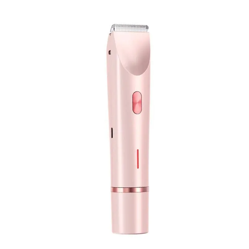 USB Rechargeable Electric Body Hair 2-in-1 Wet/Dry Razor Trimmer - Pink