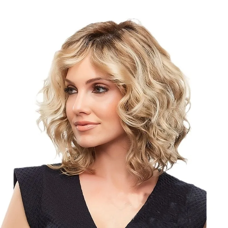 12 Inch Women's Short Wavy Blonde Wig