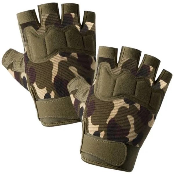 Fingerless Motorcycle Gloves - Green
