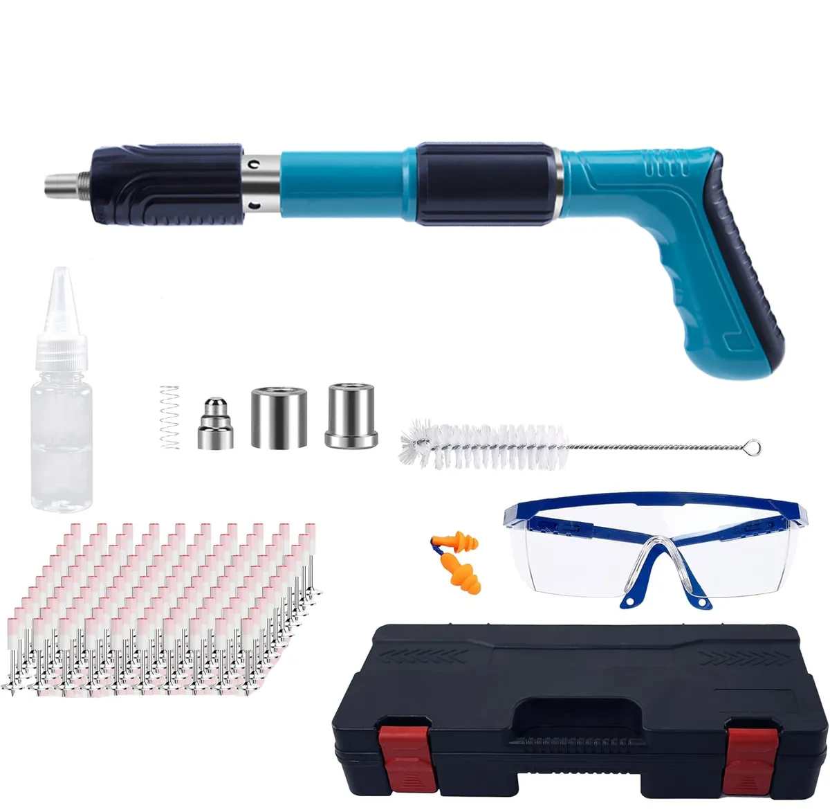 Portable Manual Nail Gun Kit with 50 Round Nails, 5 Power Levels, Adjustable