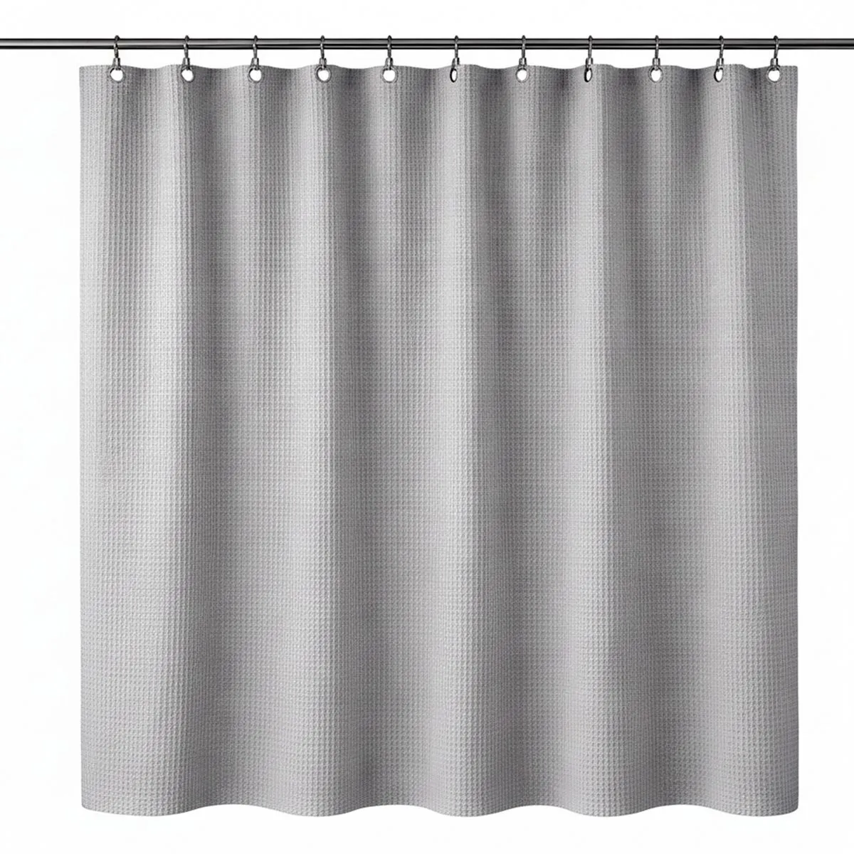 Waffle Shower Curtain with 12 Hooks for Bathroom Accessories Decor -180CM - Light Grey