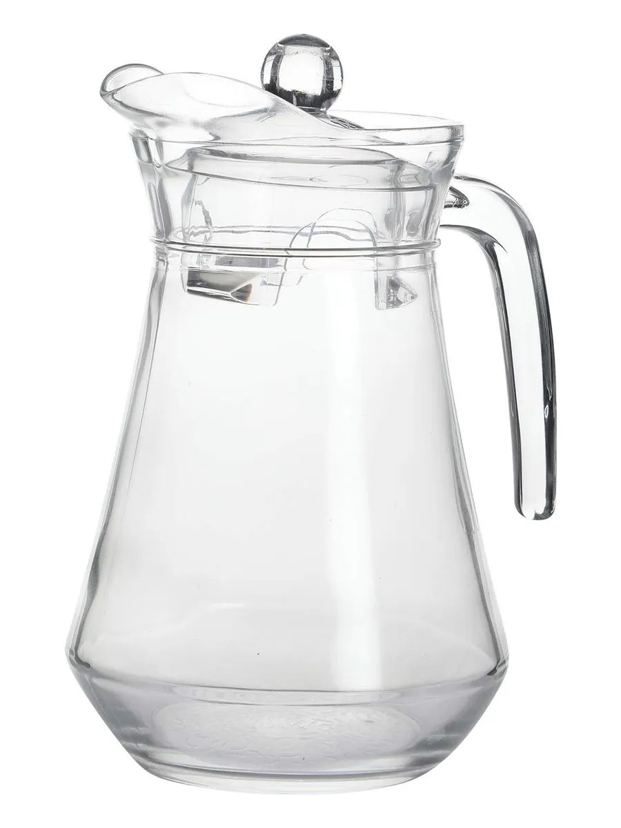 Fructus Glass Water - Juice Jug Pitcher Carafe with Handle and Plastic Lid