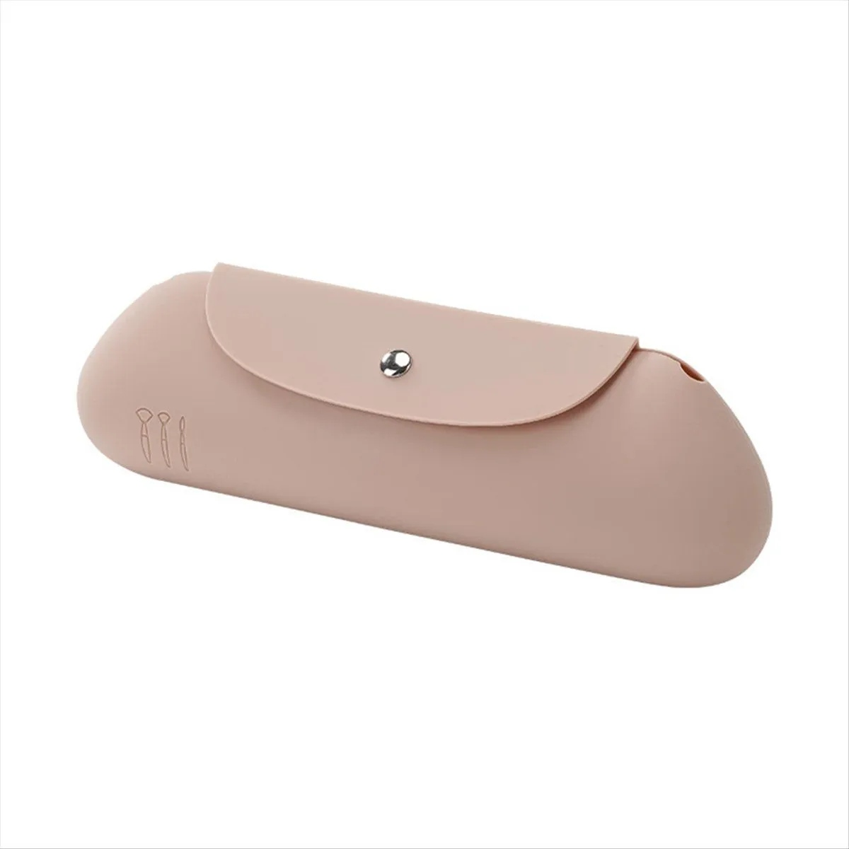 Silicone Makeup Brush Holder Travel Cosmetic Bag, Soft, Khaki