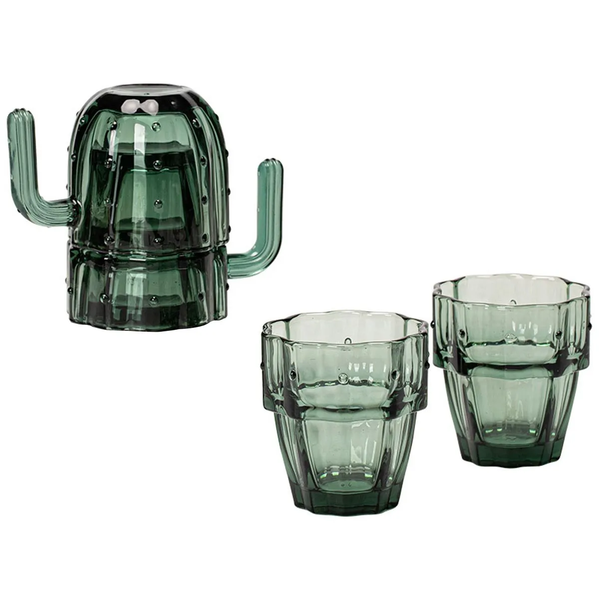 4Pcs Cactus Glass Drinking Cup, Home Creative Stackable Cup Set