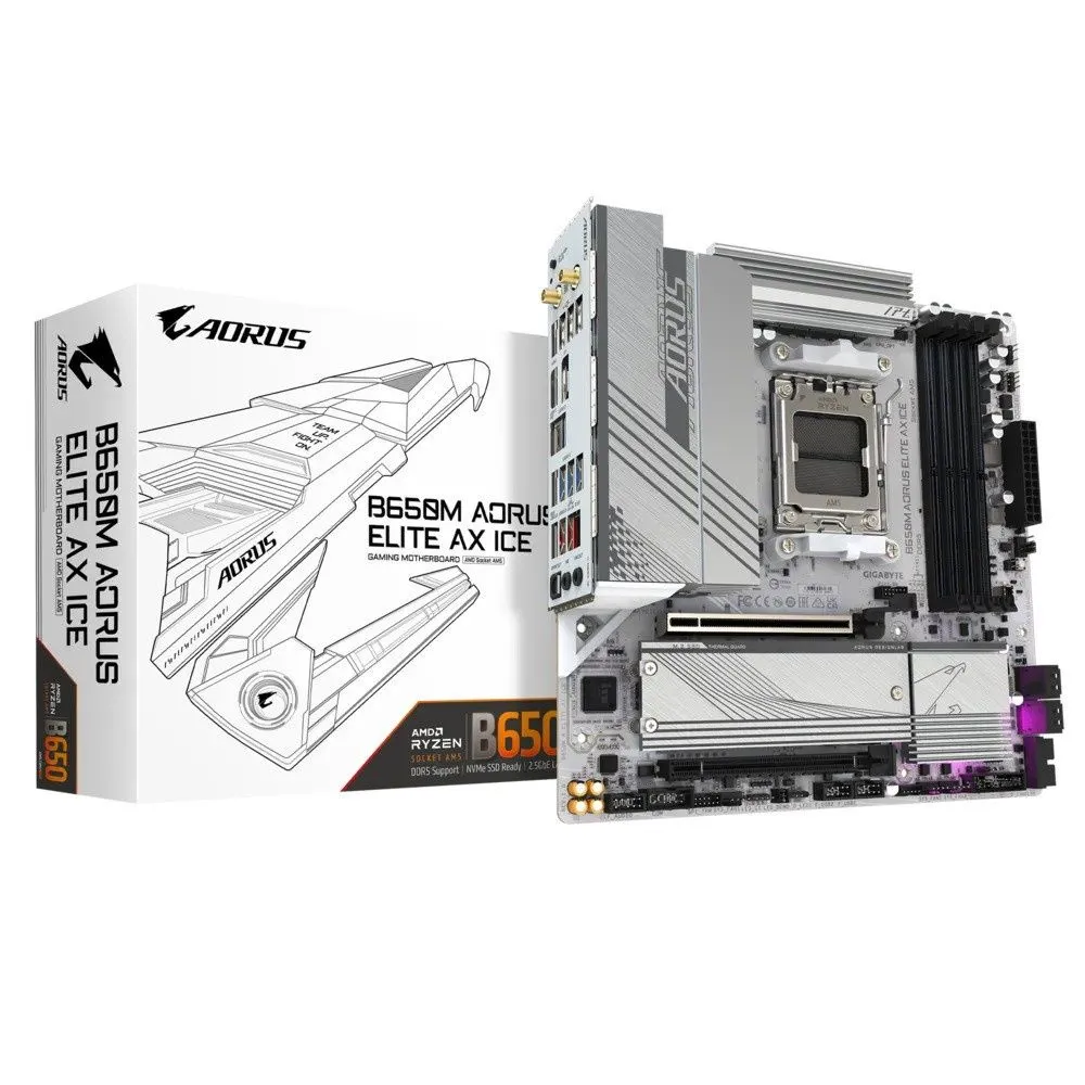 GIGABYTE B650M AORUS ELITE AX ICE DDR5 AMD Socket AM5 Motherboard