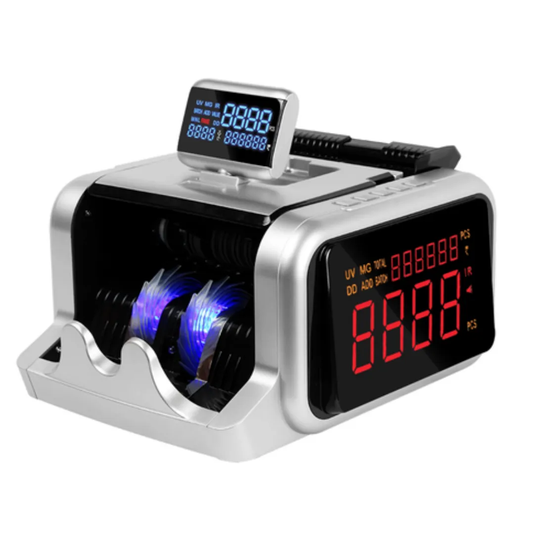 Multi Currency Money Counter With Counterfeit Detector - Silver