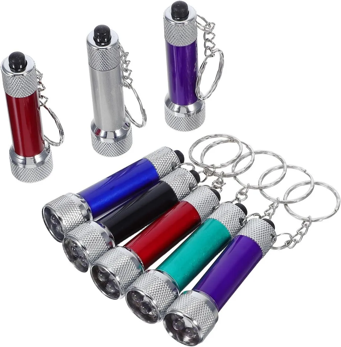 8Pieces Mini Keychain Flashlight Set, Portable LED Torch with Ultra Bright