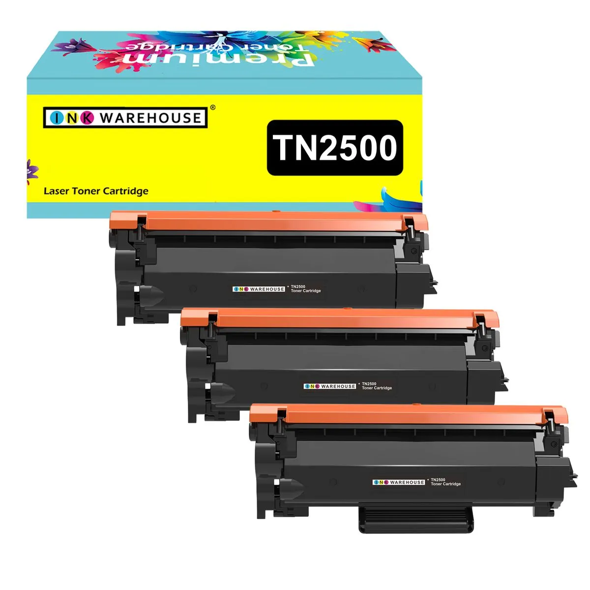 Ink Warehouse Compatible Brother TN2500 Black Toner Cartridge - Pack of 3