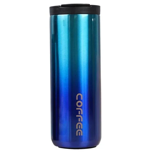 New Design Double Walled Stainless Steel Coffee Mug With Leakproof Lid 500ml - Blue