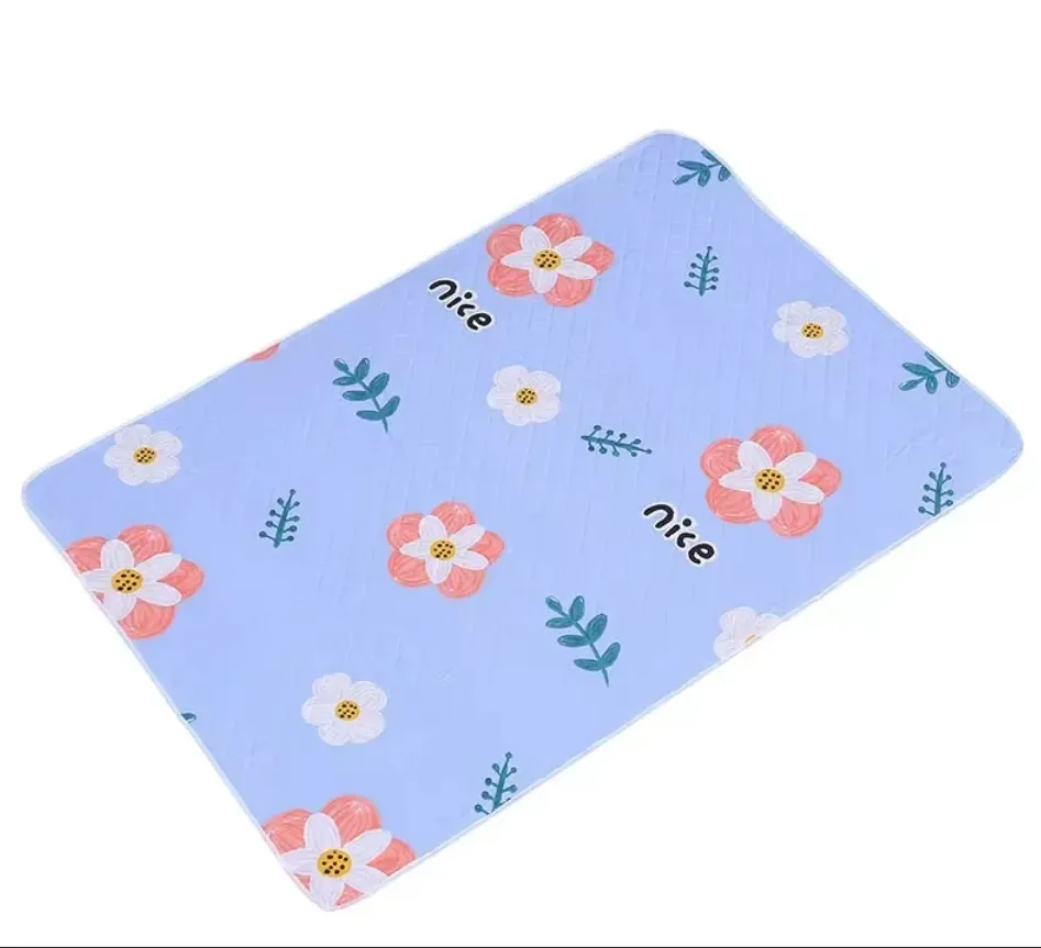 Waterproof Washable Mattress Urine Mat Baby Toddlers Cartoon Bed Protector - Blue Flower