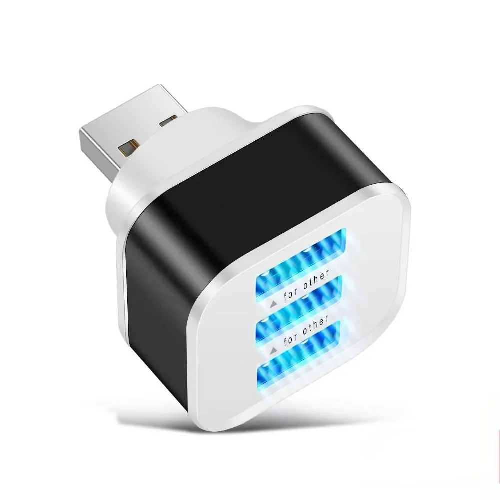 3 Port USB Extender USB2.0 HUB Quick Charge USB Splitter Multiple Interface - Black