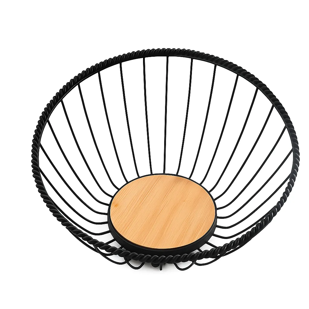 Decorative Bowl with Wooden Base - For Fruit & Bread
