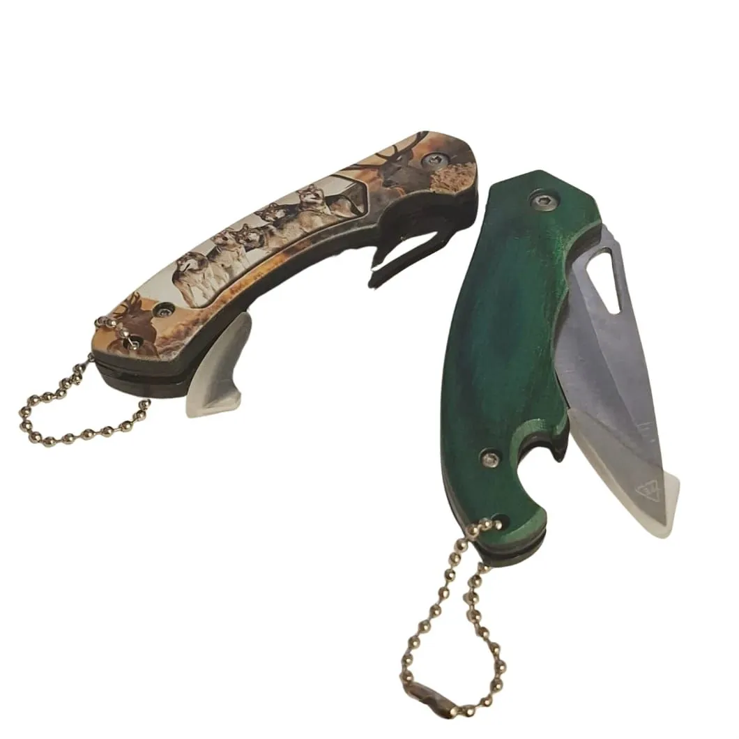 2-Piece Folding Fruit Knife Set with Decorative Handles