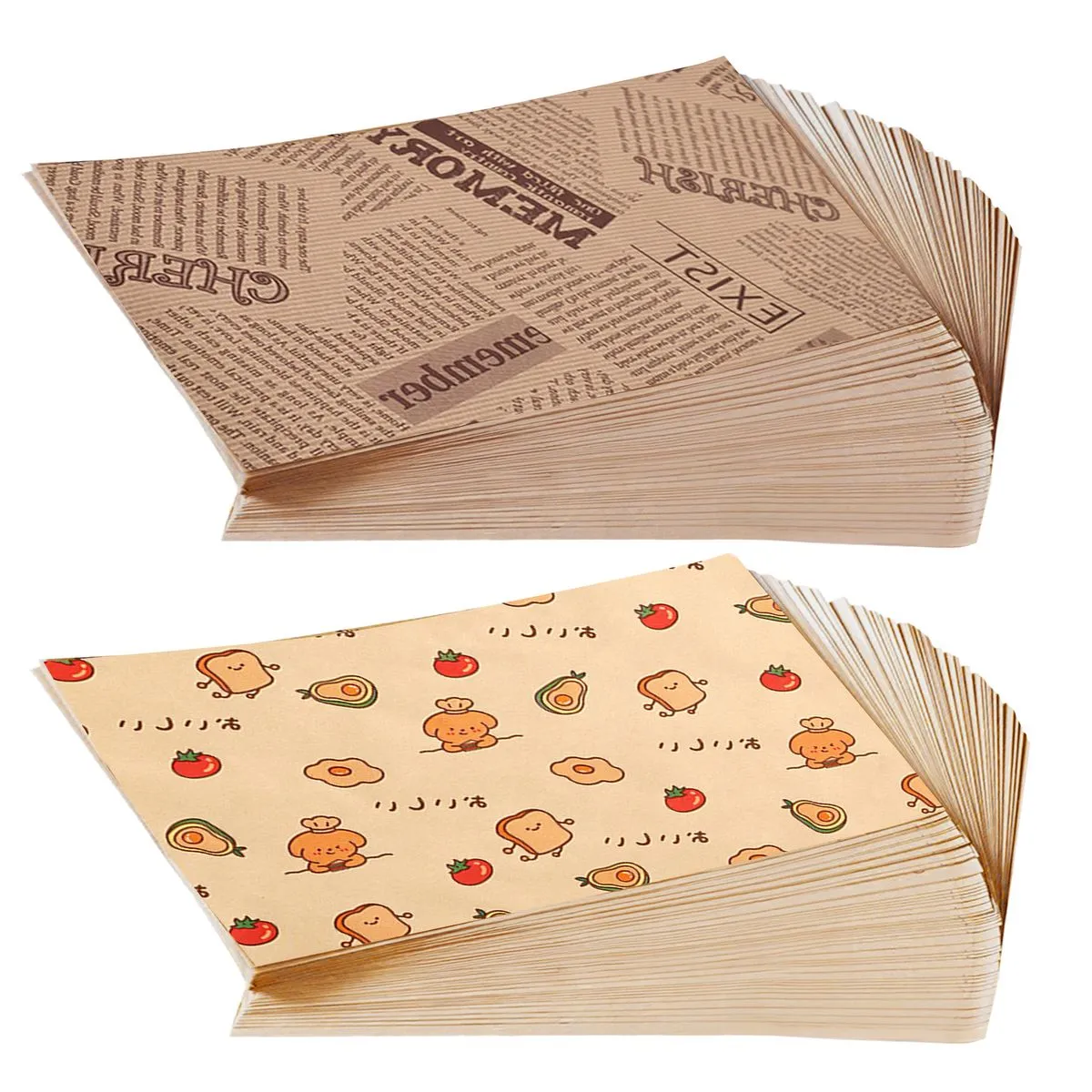 200 Piece Baking Sheets Wrapping Paper Cooking Paper Oil-Proof Paper - Style 1