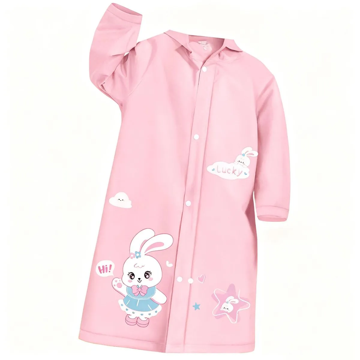 Kids Rain Coat Full Body Rainproof Waterproof Rain With Backpack Cover-4XL - Pink