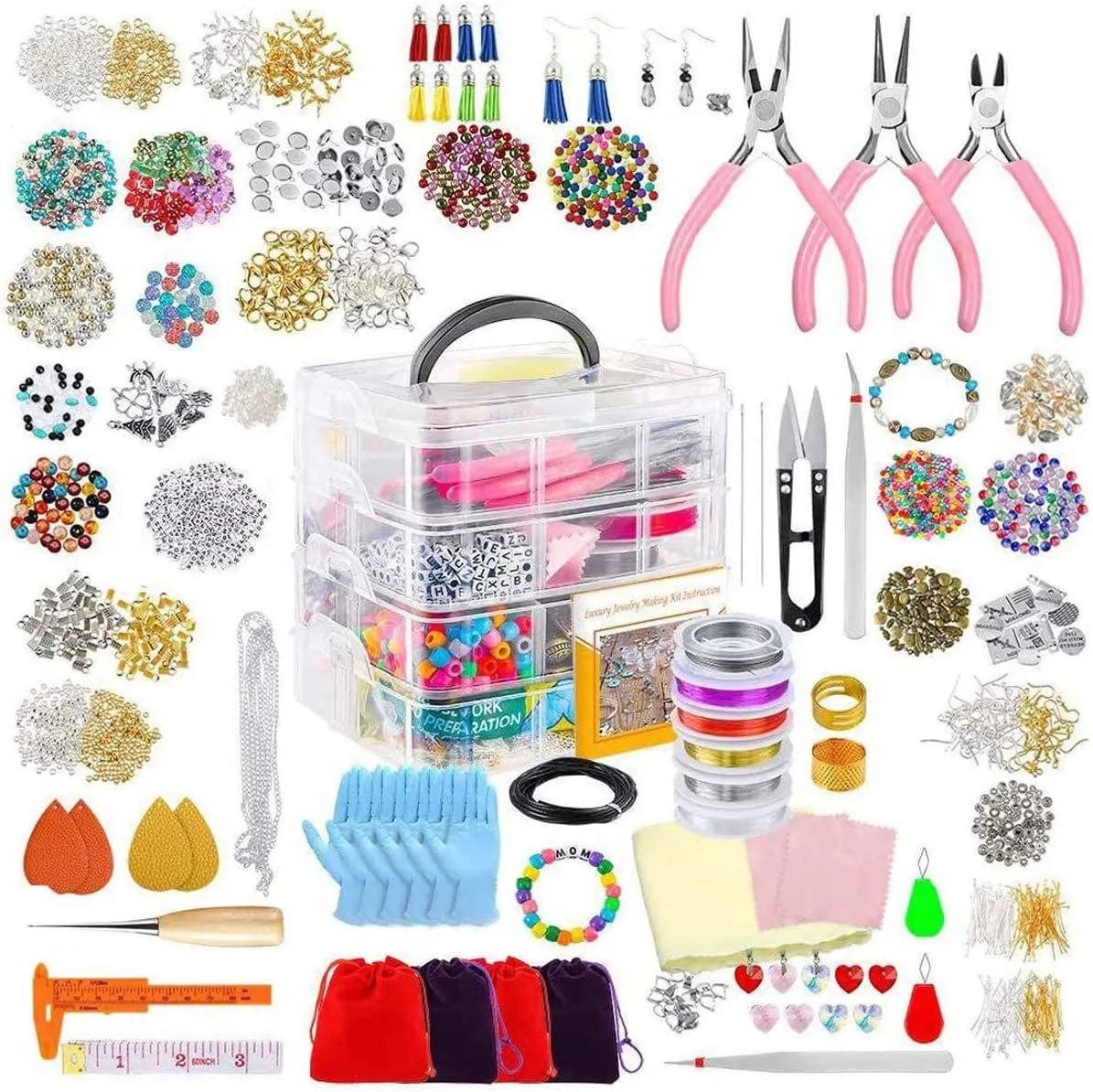 DIY Jewellery Making Kit- 2800 Pcs- Tools, Beads, Charms, Wires & Findings