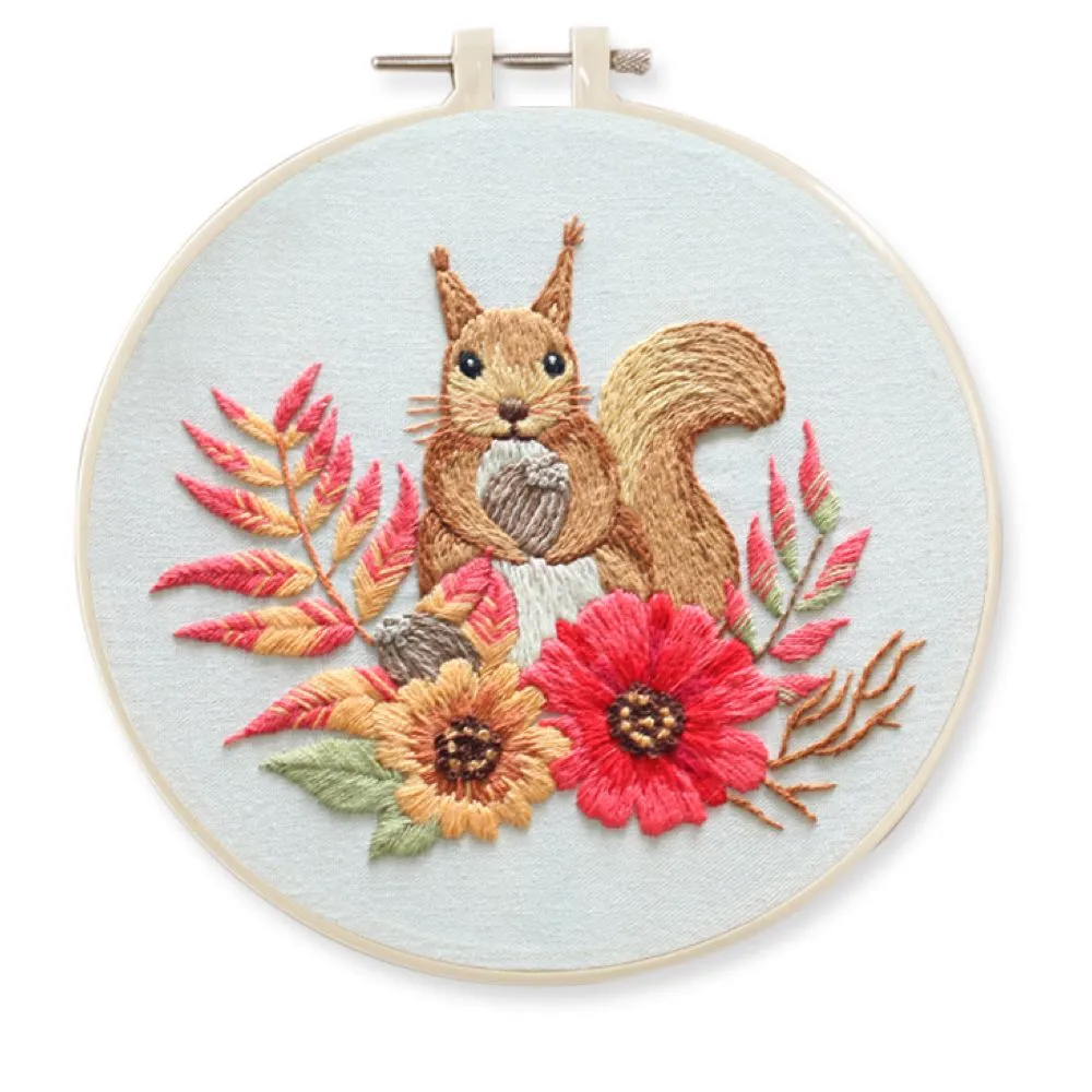 Sewing Cross Stitch Embroidery Starter Kit - Squirrel